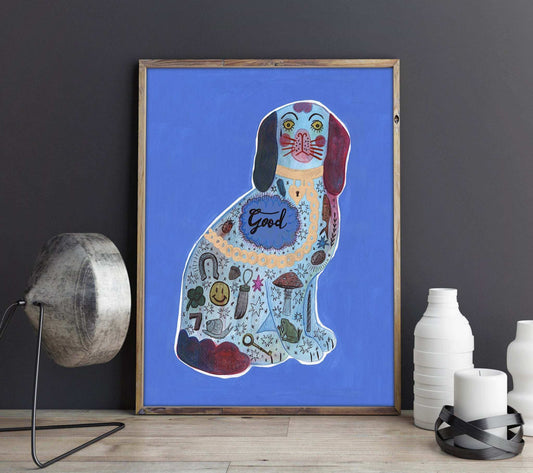 Blue Staffordshire Dog | Caya Crum Art art print by Caya Crum