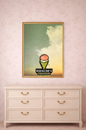 Roadside Americana Art Print - Oklahoma Sky Braum’s Pop Art Print | Betsy Crum