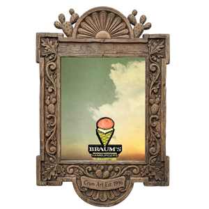 Braum's Sign Big Sky — Americana art print by Betsy Crum in a carved wood frame
