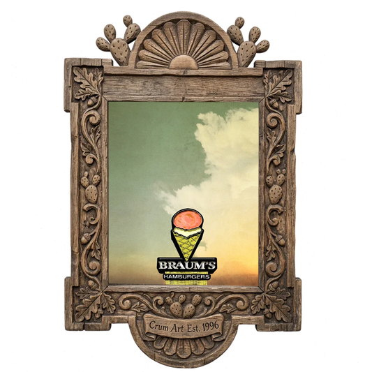 Braum's Sign Big Sky — Americana art print by Betsy Crum in a carved wood frame