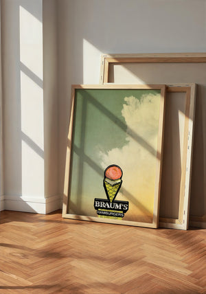 Braum's Sign Big Sky Americana art print by Betsy Crum — neutral frame room mockup