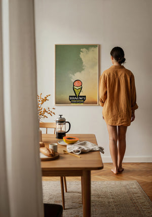 Braum's Sign Big Sky Americana art print by Betsy Crum — framed with velvet mat