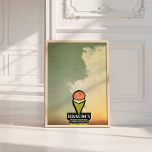 Braum's Sign Big Sky Americana art print by Betsy Crum — neutral frame room mockup