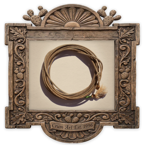 Modern Lasso Lariat — cowboy art print by Carl Crum in a horizontal carved wood frame