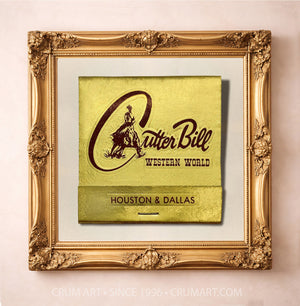 Cutter Bill Matchbook Print art print in a gold frame by Carl Crum — square western art from Crum Art, available at crumart.com. This museum quality print is made right here in Texas.