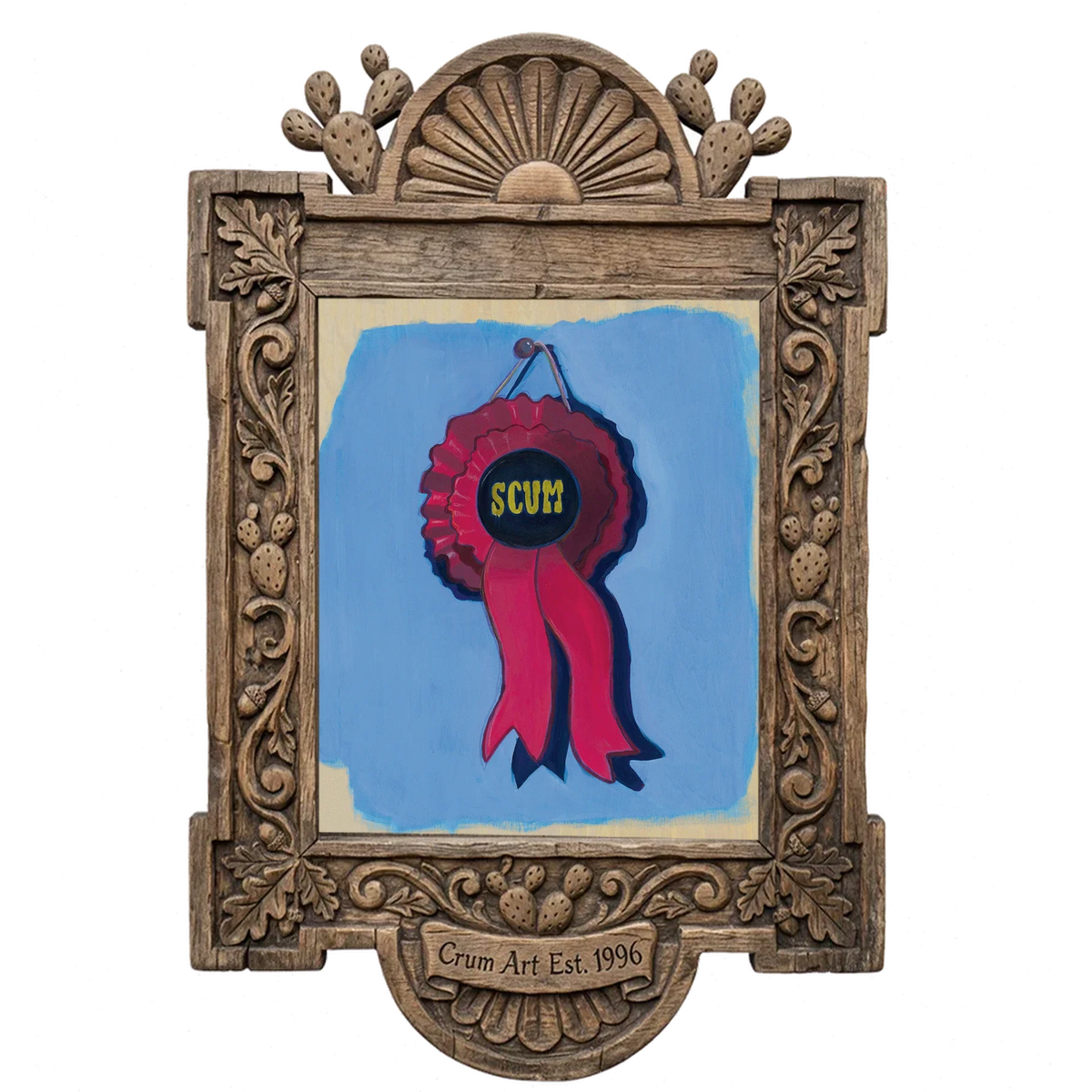 Best in Show Scum Ribbon — funny art print by Caya Crum in a carved wood frame