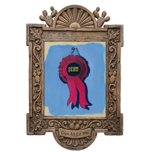 Best in Show Scum Ribbon — funny art print by Caya Crum in a carved wood frame