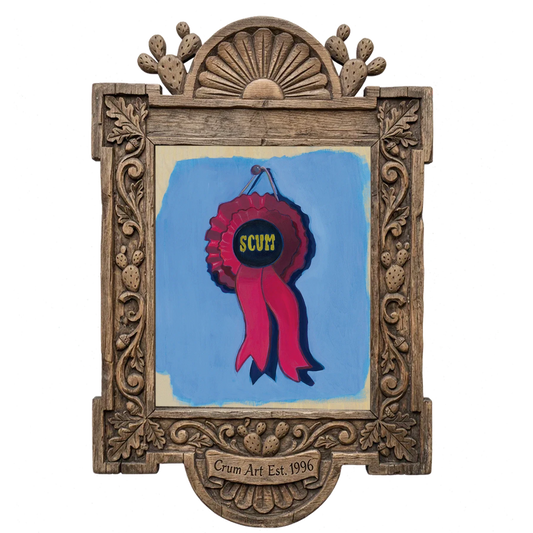 Best in Show Scum Ribbon — funny art print by Caya Crum in a carved wood frame