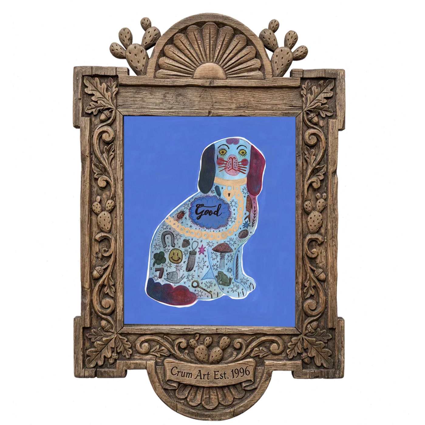 Blue Staffordshire Good Dog — one of the 3 prints in The Staffordshire Set | Crum Art