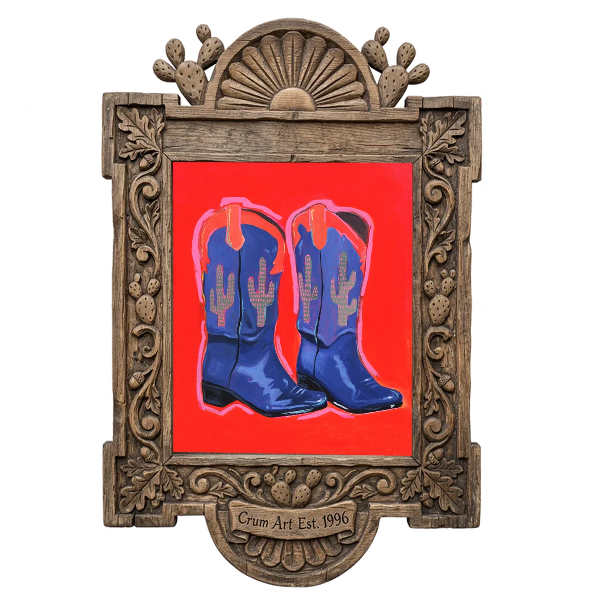 Saguaro Cowboy Boots Blue & Red — one of the 3 prints in The Cowboy Boots Set | Crum Art