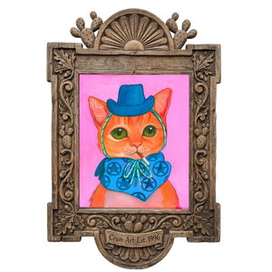 Fluffy Angel Cat — cat art print by Caya Crum in a carved wood frame