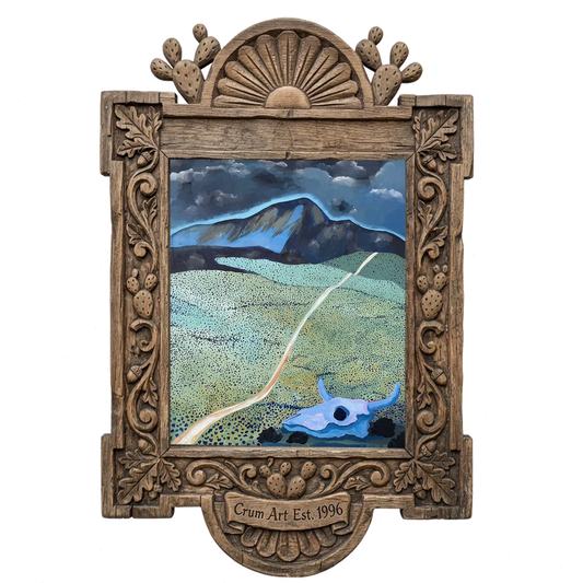 Mountain & Field Landscape — New Mexico art print by Caya Crum in a carved wood frame