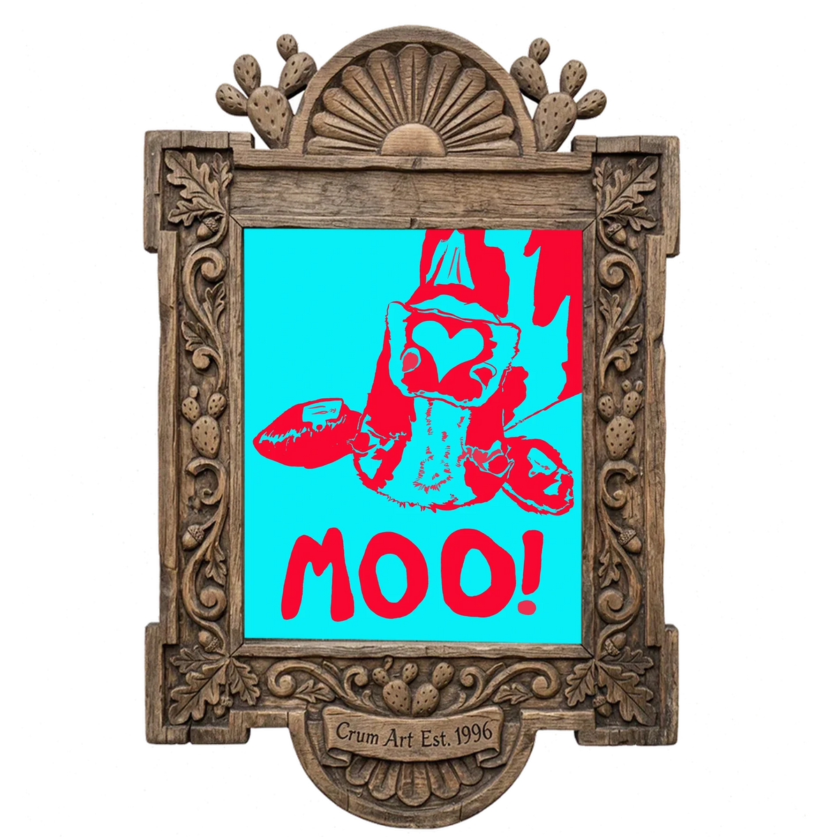 The Judy's Moo Cassette — music wall art print by Betsy Crum in a carved wood frame