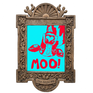 The Judy's Moo Cassette — music wall art print by Betsy Crum in a carved wood frame