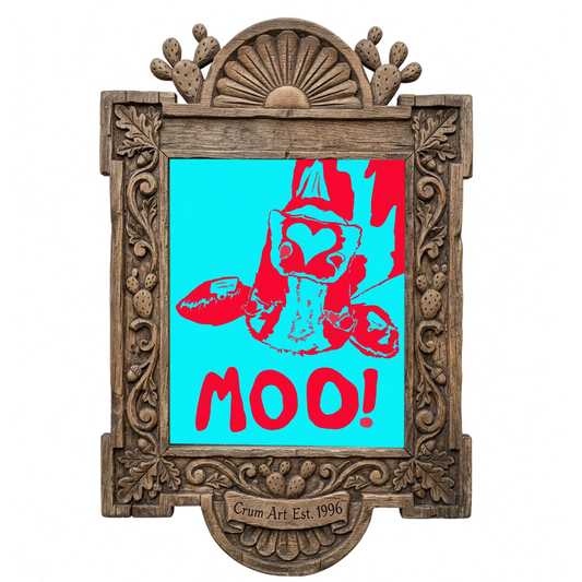 The Judy's Moo Cassette — music wall art print by Betsy Crum in a carved wood frame