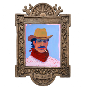 Waylon — cowboy art print by Caya Crum in a carved wood frame