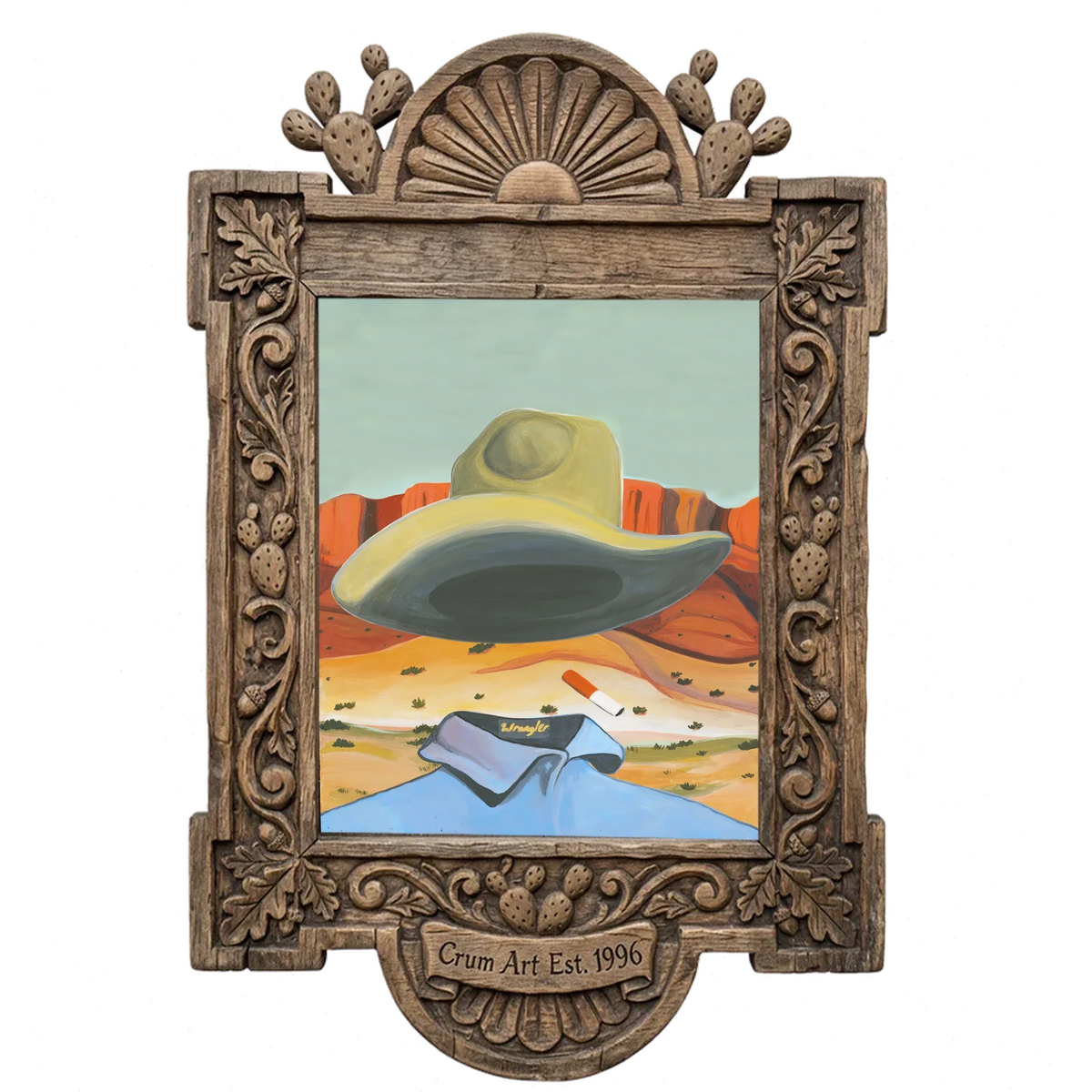 Ghost Cowboy — cowboy art print by Caya Crum in a carved wood frame