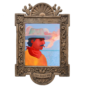 Cash — cowboy art print by Caya Crum in a carved wood frame