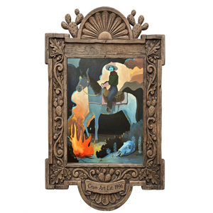 Missy Night Ride — horse art print by Caya Crum in a carved wood frame