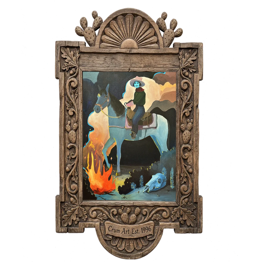 Missy Night Ride — horse art print by Caya Crum in a carved wood frame