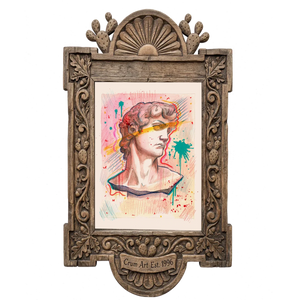 Graffiti David Statue — Greco Roman art print by Caya Crum in a carved wood frame