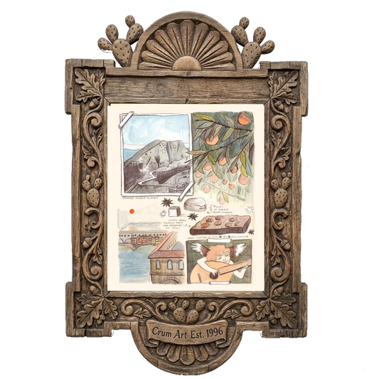 Florence Sketchbook — travel art print by Caya Crum in a carved wood frame, one of the 3 prints in The Florence Set