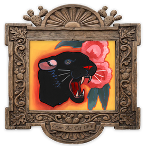 Panther City — Fort Worth art print by Caya Crum in a horizontal carved wood frame