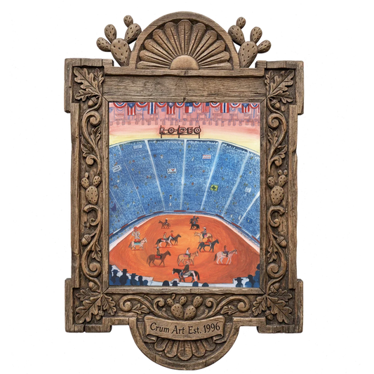 Fort Worth Rodeo Arena — rodeo art print by Caya Crum in a carved wood frame