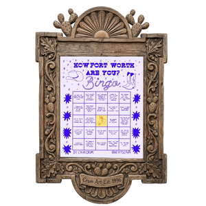 Bingo Card Purple — Fort Worth art print by Caya Crum in a carved wood frame