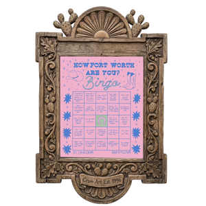 Bingo Card Pink — Fort Worth art print by Caya Crum in a carved wood frame