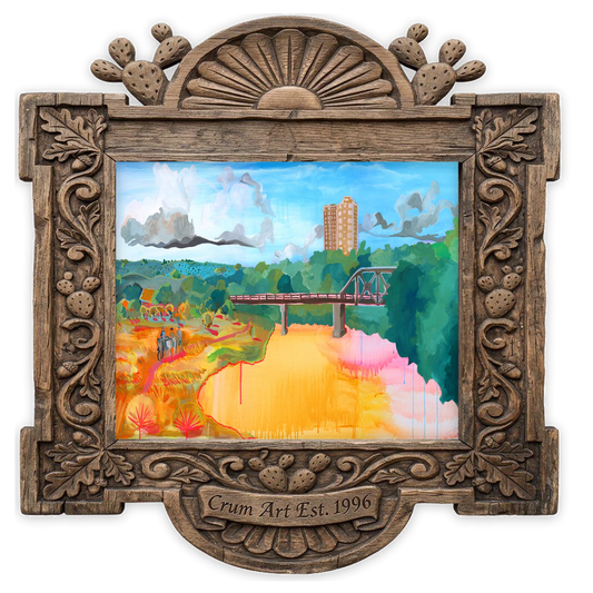 Trinity River — Fort Worth art print by Caya Crum in a horizontal carved wood frame