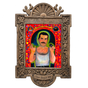 Saint Freddie Mercury — music wall art print by Caya Crum in a carved wood frame