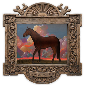 Horse & Clouds — horse art print by Caya Crum in a carved wood frame, Crum Art