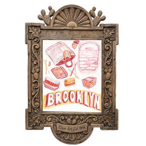 Brooklyn — city art print by Caya Crum in a carved wood frame