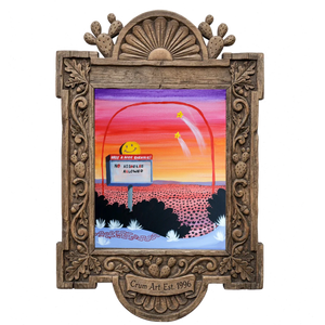 No A-Holes Neon Desert — weirdcore art print by Caya Crum in a carved wood frame
