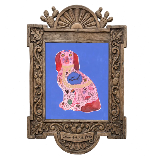 Pink Staffordshire Luck Dog — one of the 3 prints in The Staffordshire Set | Crum Art