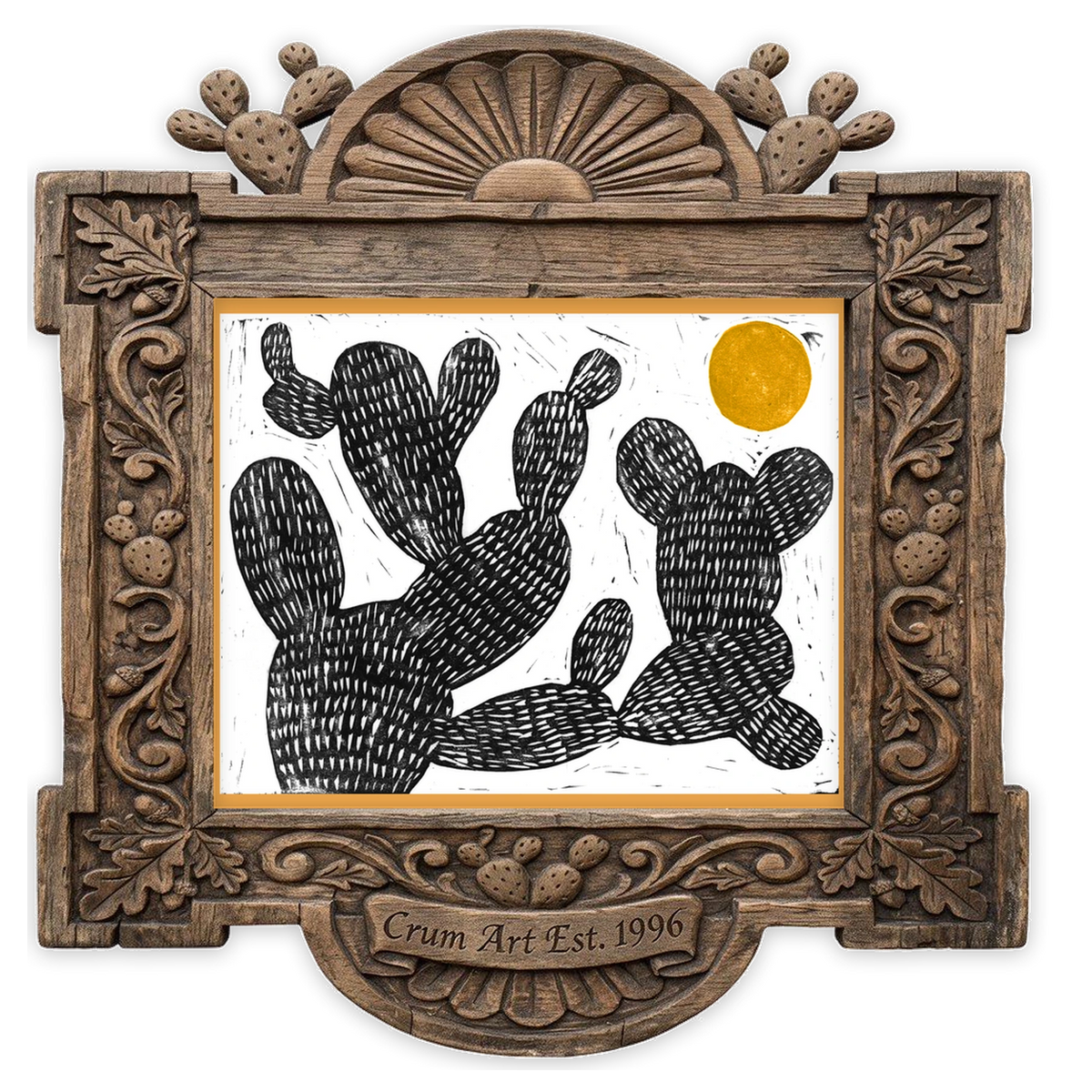 Cosmic Prickly Pear Yellow Sun — one of the 3 prints in The Cactus Set | Crum Art