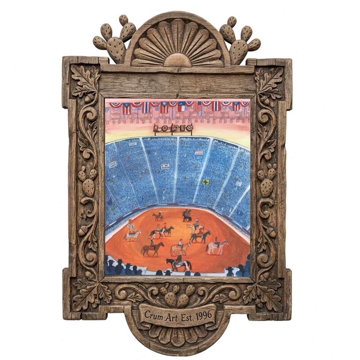 Houston Rodeo Arena — rodeo art print by Caya Crum in a carved wood frame