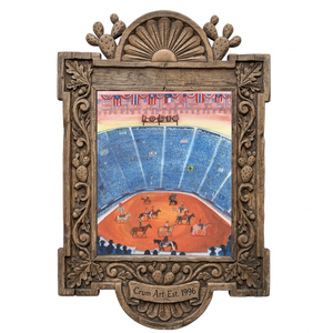 Houston Rodeo Arena — rodeo art print by Caya Crum in a carved wood frame