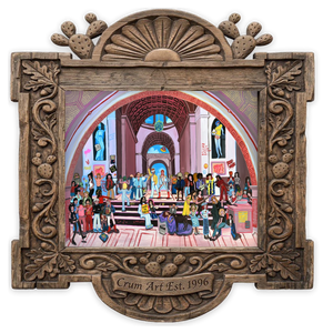 School of Rock Old Masters — fan art print by Caya Crum in a horizontal carved wood frame