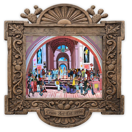 School of Rock Old Masters — fan art print by Caya Crum in a horizontal carved wood frame