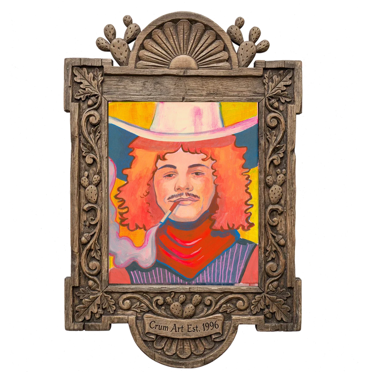 Red Hair Jack — cowboy art print by Caya Crum in a carved wood frame