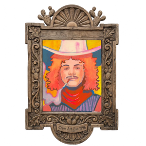 Red Hair Jack — cowboy art print by Caya Crum in a carved wood frame