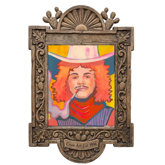 Red Hair Jack — cowboy art print by Caya Crum in a carved wood frame