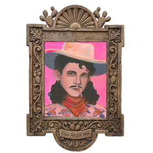 Timothy — cowboy art print by Caya Crum in a carved wood frame