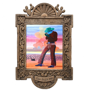 Jack Sunset — cowboy art print by Caya Crum in a carved wood frame