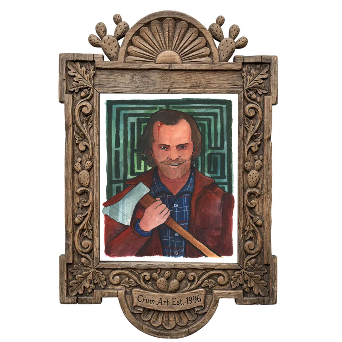 Danny Boy The Shining — fan art print by Caya Crum in a carved wood frame