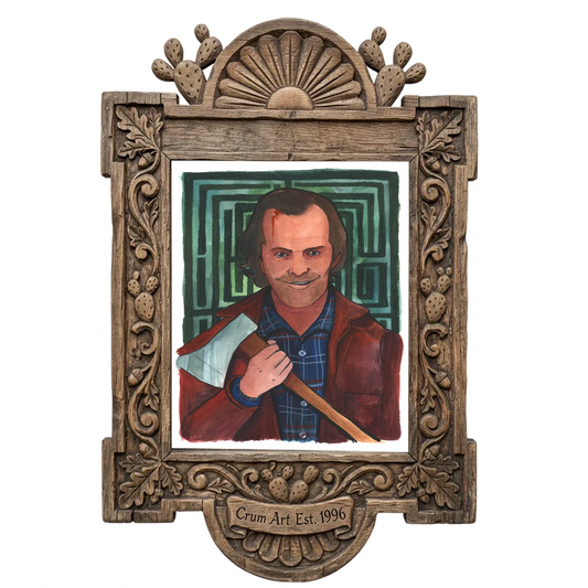 Danny Boy The Shining — fan art print by Caya Crum in a carved wood frame