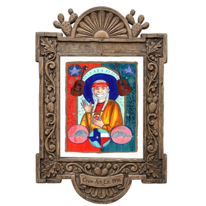 Saint Willie Nelson — music wall art print by Caya Crum in a carved wood frame