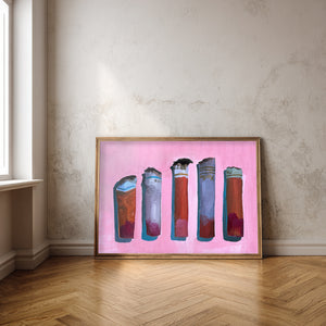 Weirdcore wall art print Pink Cigarette Romance by Caya Crum framed room mockup